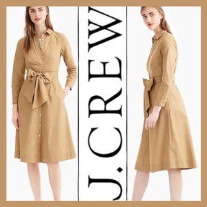 J. CREW TIE-WAIST SHIRTDRESS in COTTON POPLIN-Sz 4